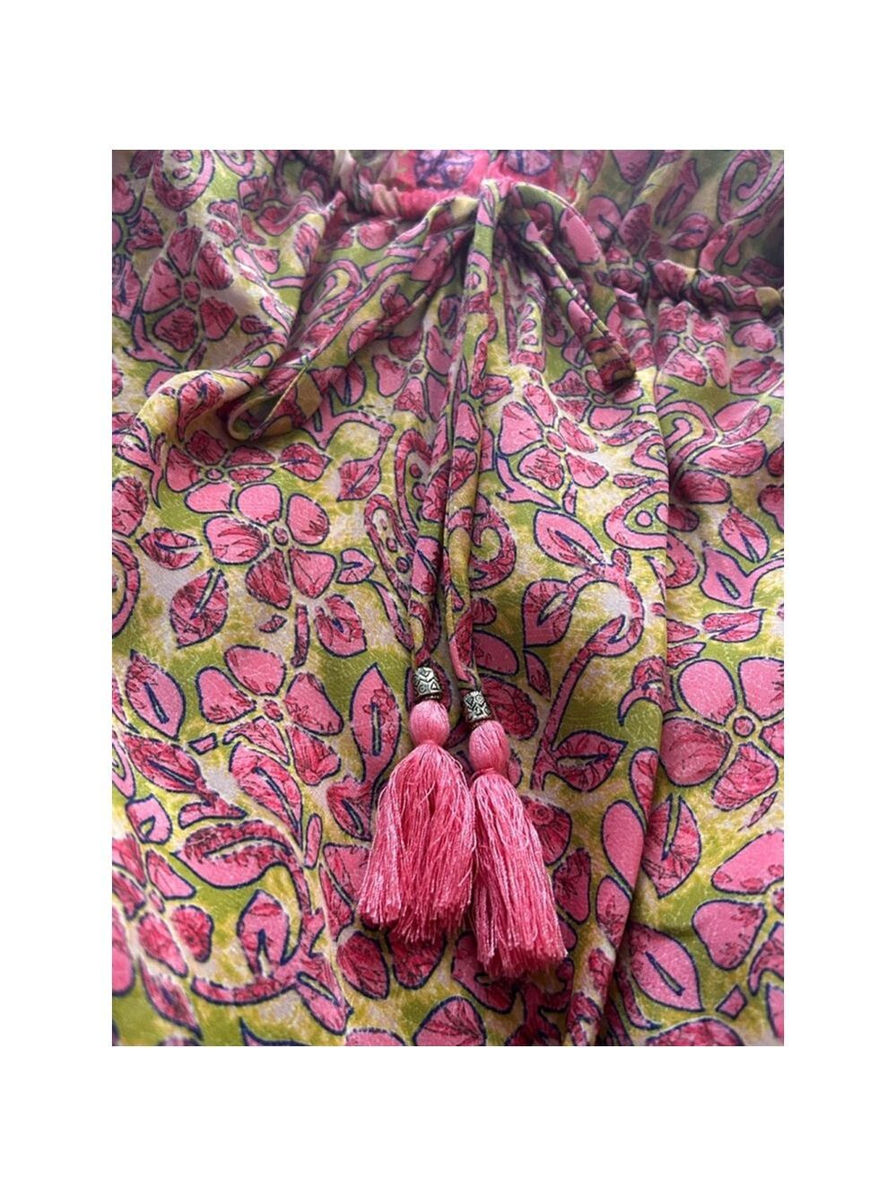 Karma Highway Pink Floral Boho Maxi Dress One Size Gypsy Style - Picture 11 of 13